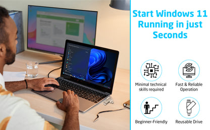 Beamo Windows 11 Bootable USB Flash Drive, 16GB, Installation and Repair Drive for Windows 11, UEFI and Legacy Boot Compatible, No TPM or Secure Boot Requirement, USB-A and USB-C Compatibility