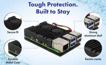 Beamo Dual Fan and Heatsink Aluminum Cooling Case for Raspberry Pi 5, Metal Performance Enhancer with Active Cooling and Efficient Heat Dissipation for Raspberry Pi 5 Board