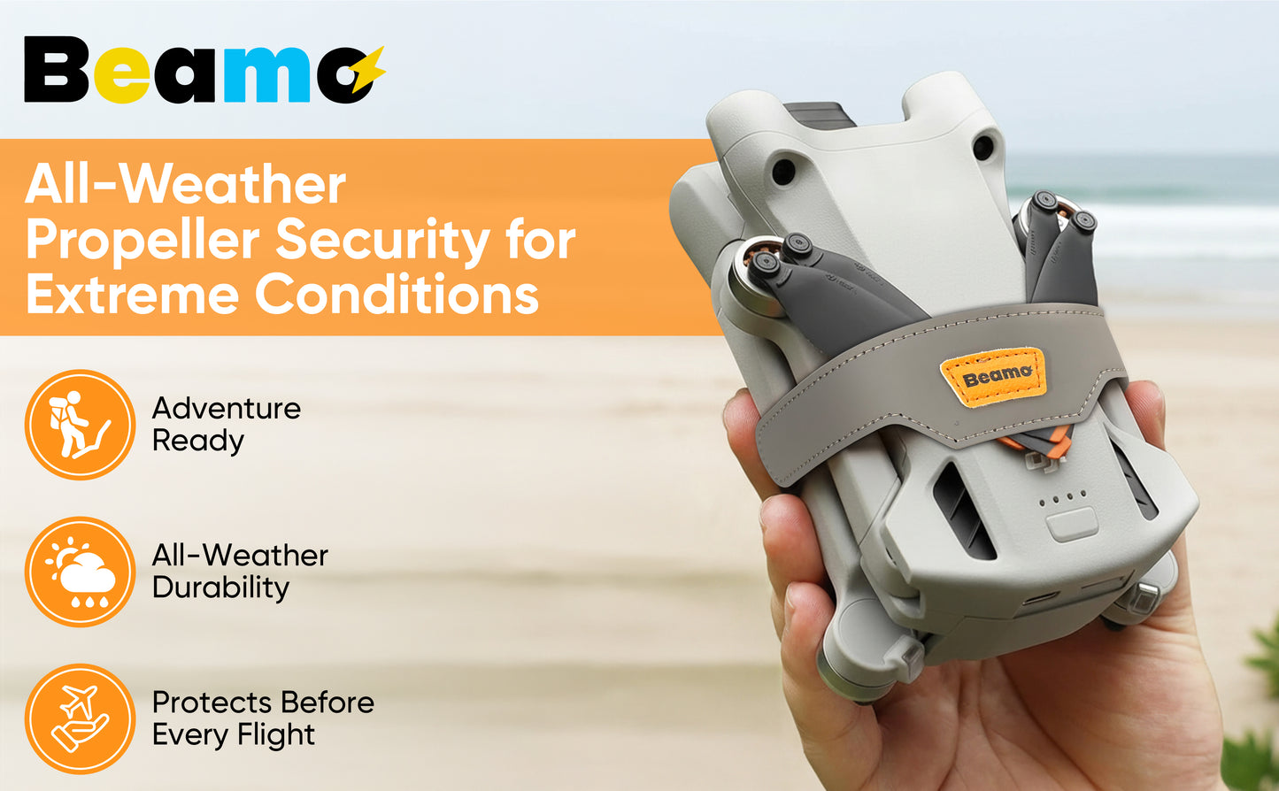 Beamo Propeller Strap Holder Guard for DJI Air 3/3s, Transport and Travel Protection Accessory