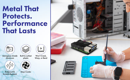 Beamo Dual Fan and Heatsink Aluminum Cooling Case for Raspberry Pi 5, Metal Performance Enhancer with Active Cooling and Efficient Heat Dissipation for Raspberry Pi 5 Board