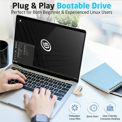 Beamo Linux Mint Cinnamon 22.1 (Most Recent Version) 64-bit Bootable USB Flash Drive, Live USB for Installing and Repairing Linux Mint