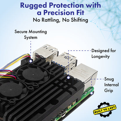 Beamo Dual Fan and Heatsink Aluminum Cooling Case for Raspberry Pi 5, Metal Performance Enhancer with Active Cooling and Efficient Heat Dissipation for Raspberry Pi 5 Board